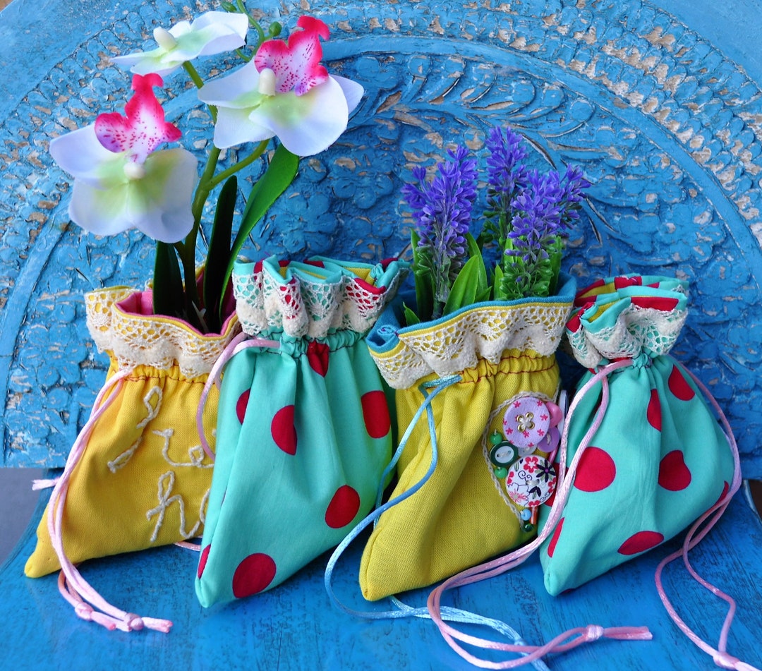 Yellow Makeup Bag Blue Dot Makeup Bag Makeup Table Decor Etsy