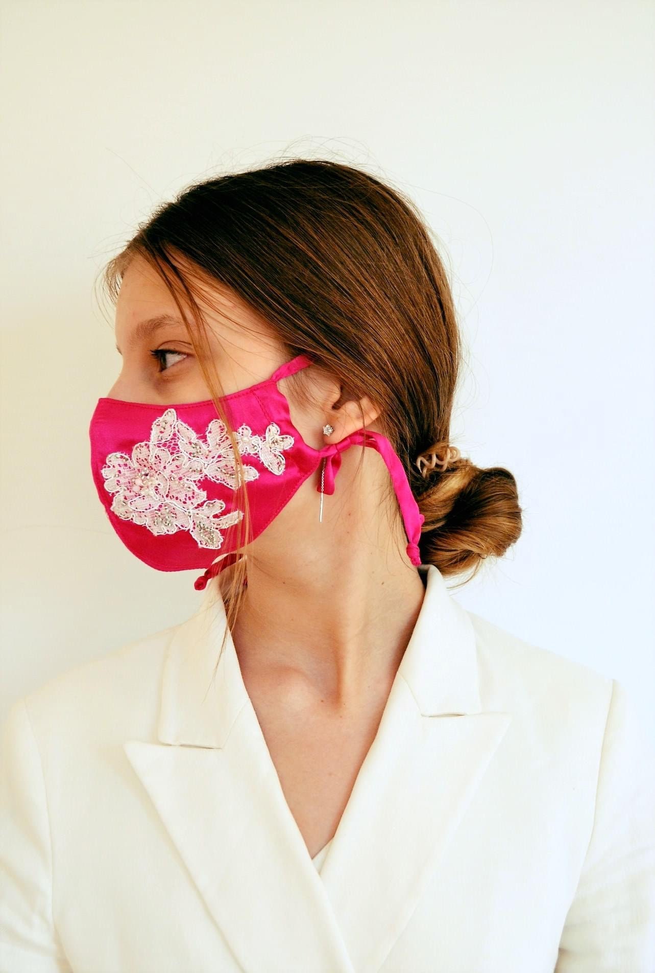 Wedding silky mask bridal silk mask duoble layer mask Etsy