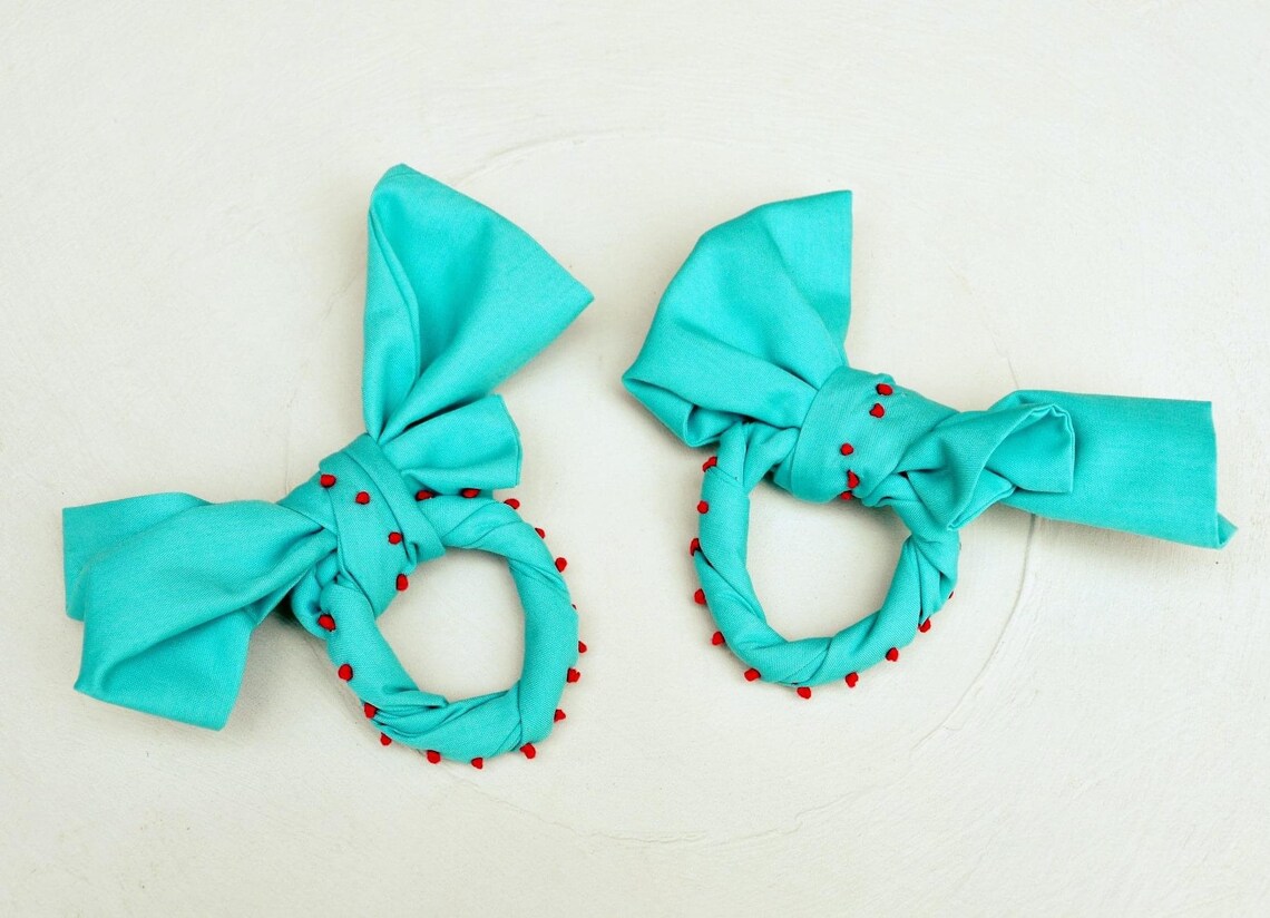 Fabric Napkin Rings Big Bow Napkin Ring Cotton Napkin Ring Etsy