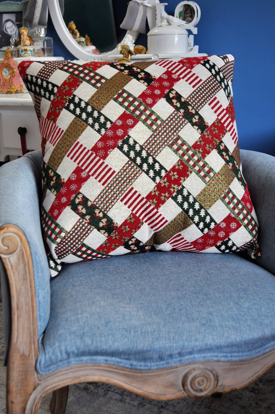 Xmas print cushion xmas tree cushion xmas flowers cushion Etsy