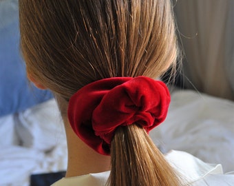 large red scrunchies, red velvet scrunchie, scrunchies bracelet, velvet big scrunchie, mom gift scrunchies, red velvet bracelet