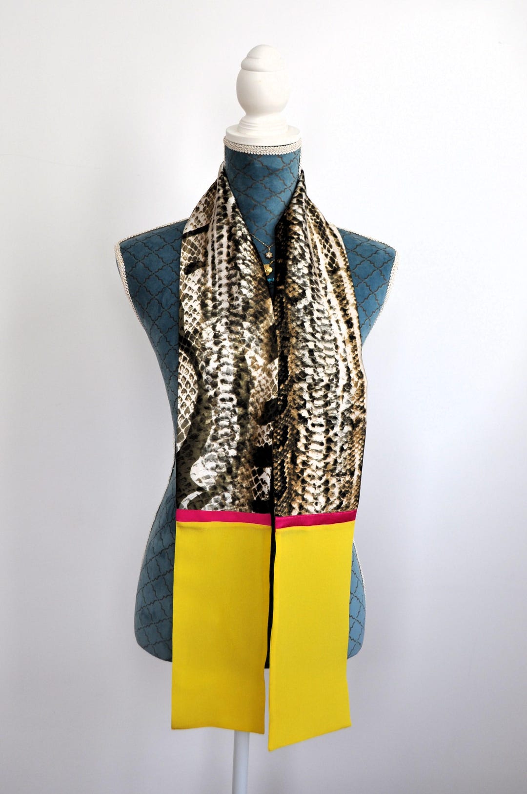Silk Snake Scarf - Magenta x Jade (Large)