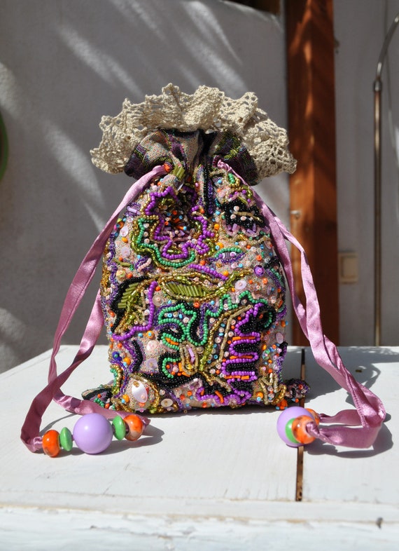 Bolso saco tela joya bordado bolso peque o bordado tapiz bolso