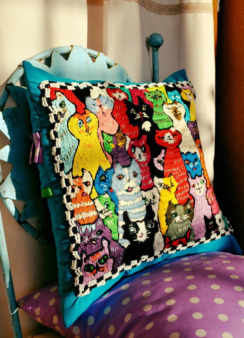 Cats Cushion Cover Cat Pillow Case Cat Lover Pillow Cat | Etsy