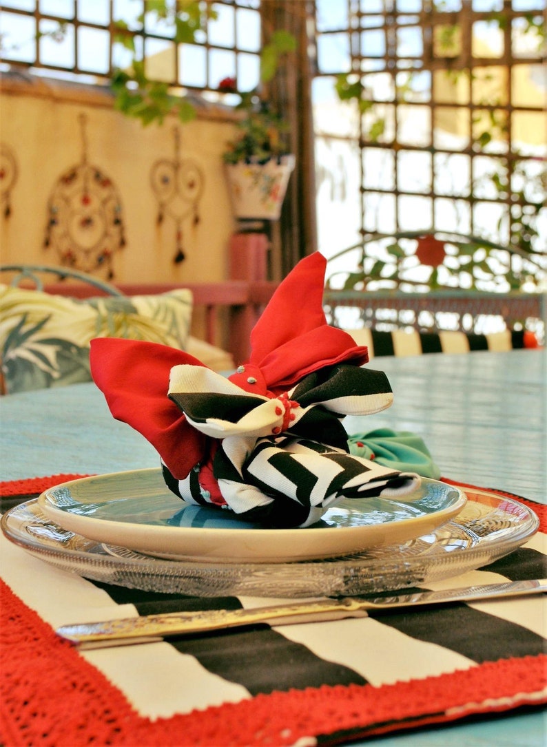 Striped Placemats Red Lace Placemat Cotton Placemats Dining Etsy