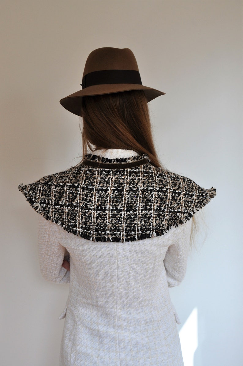 Large Collar Tweed Coat