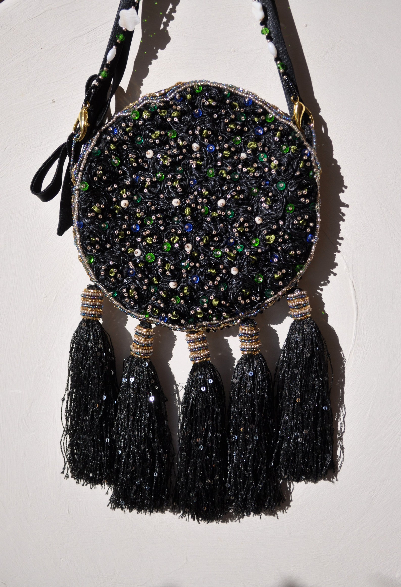 Jewel Round Clutch Embroidery Satin Bag Round Clutch Bag Etsy