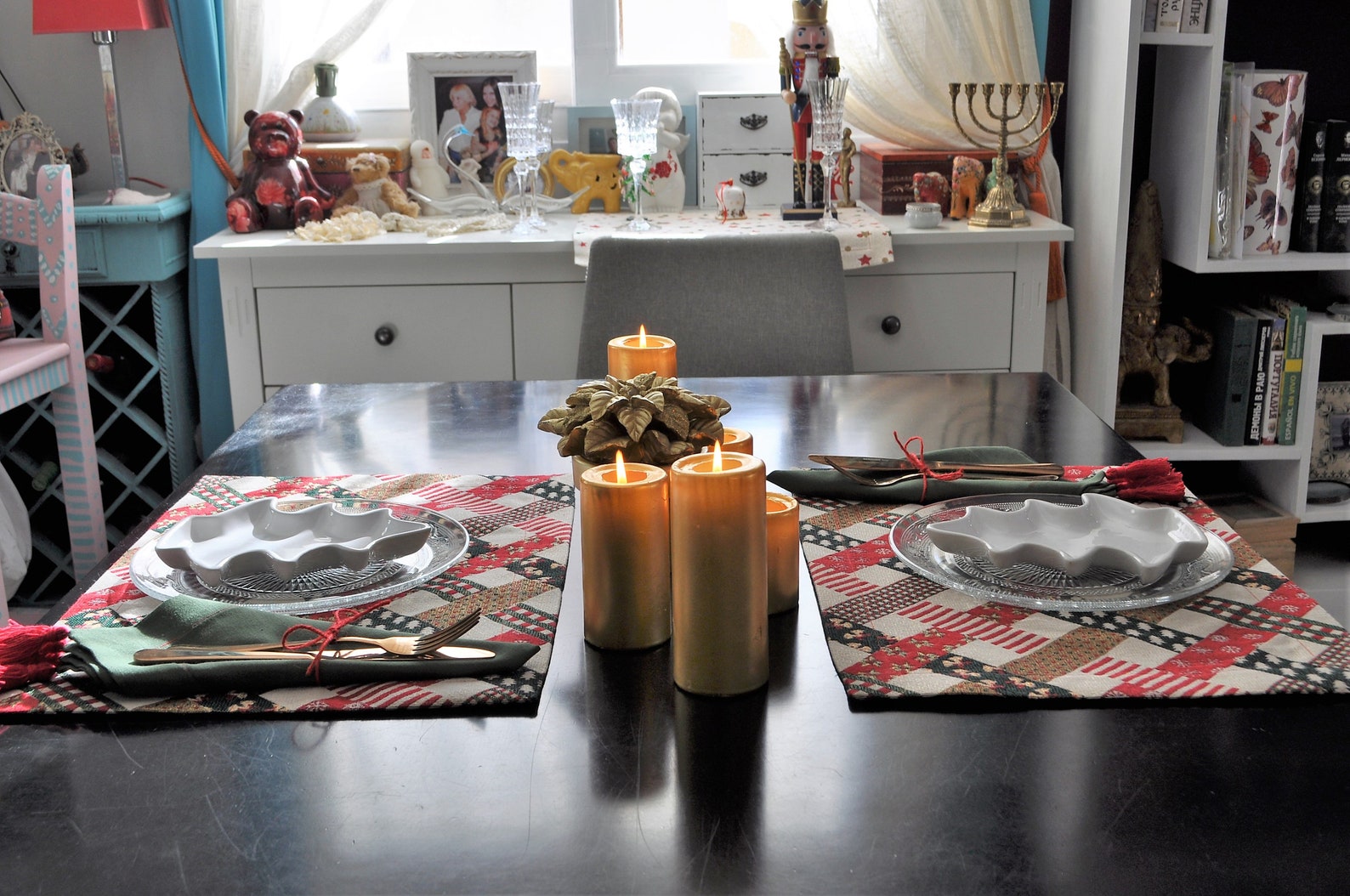 Christmas Placemats Xmas Gold Placemat Green Red Placemats Etsy