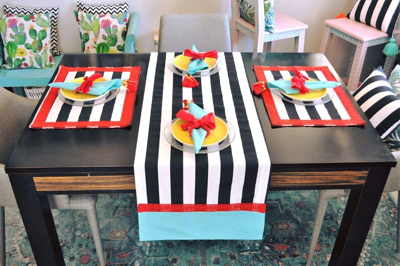 Striped Placemats Red Lace Placemat Cotton Placemats Dining Etsy