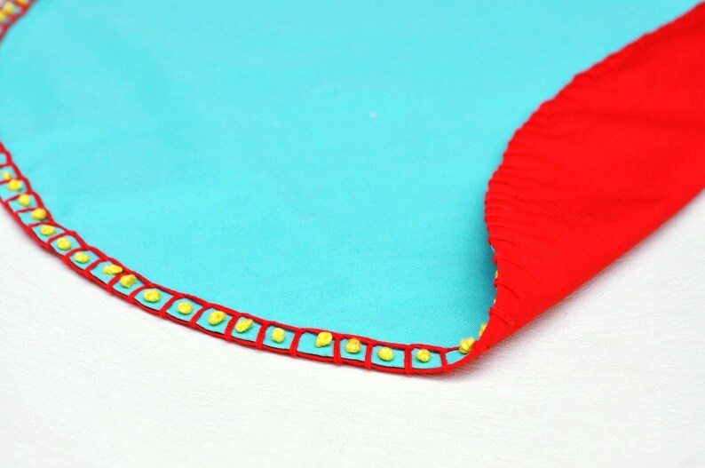 Turquoise Placemats Hand Embroidery Cotton Placemats Dining Etsy
