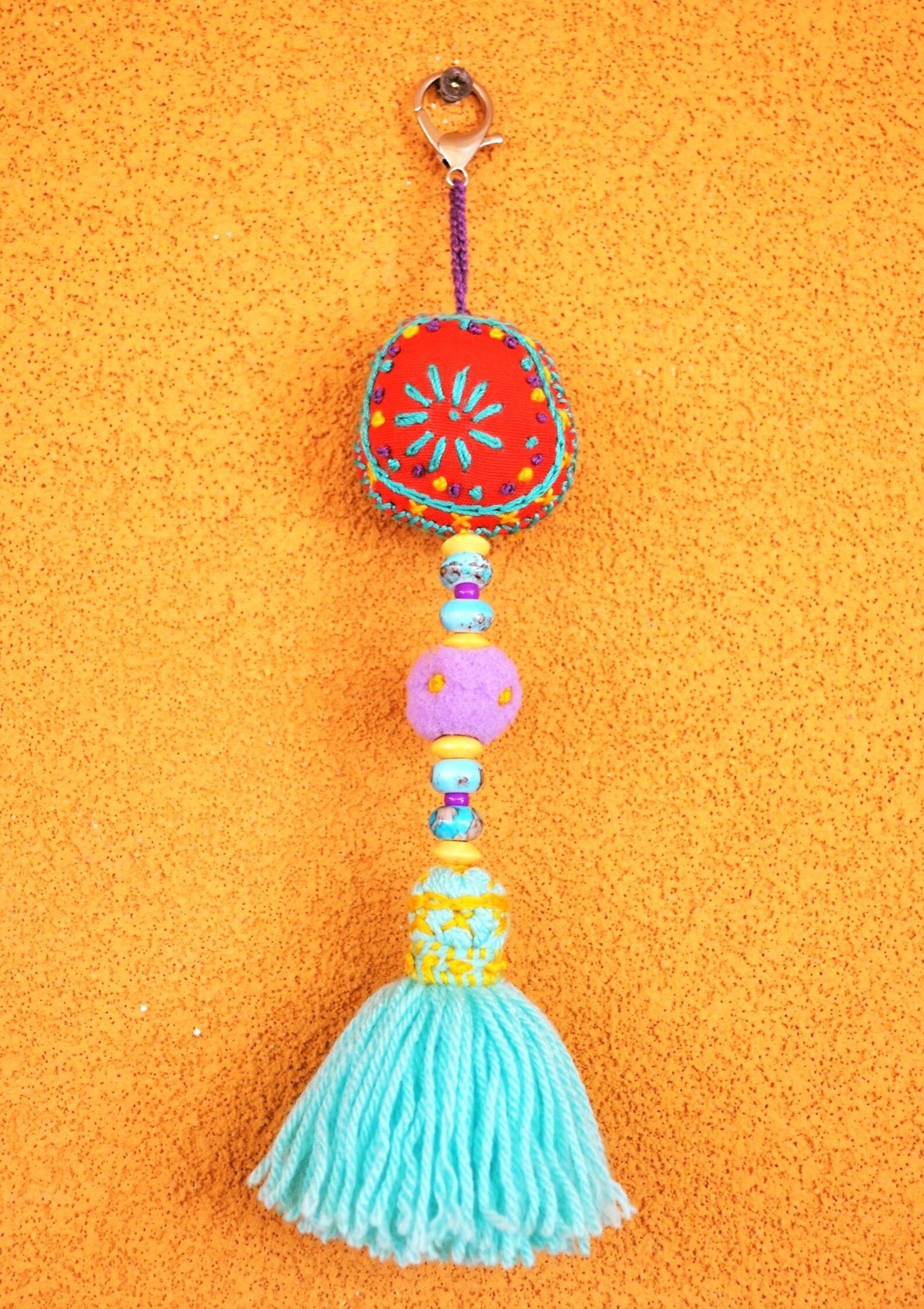 Beach Bag Tassel Hippie Bag Tassel Keychain Tassel Rainbow Etsy