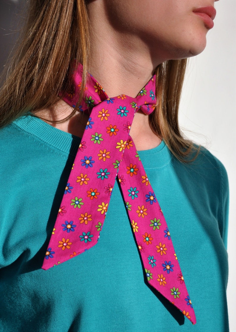 Narrow Fuchsia Scarf Scarf Fuchsia Summer Scarf Cotton Etsy
