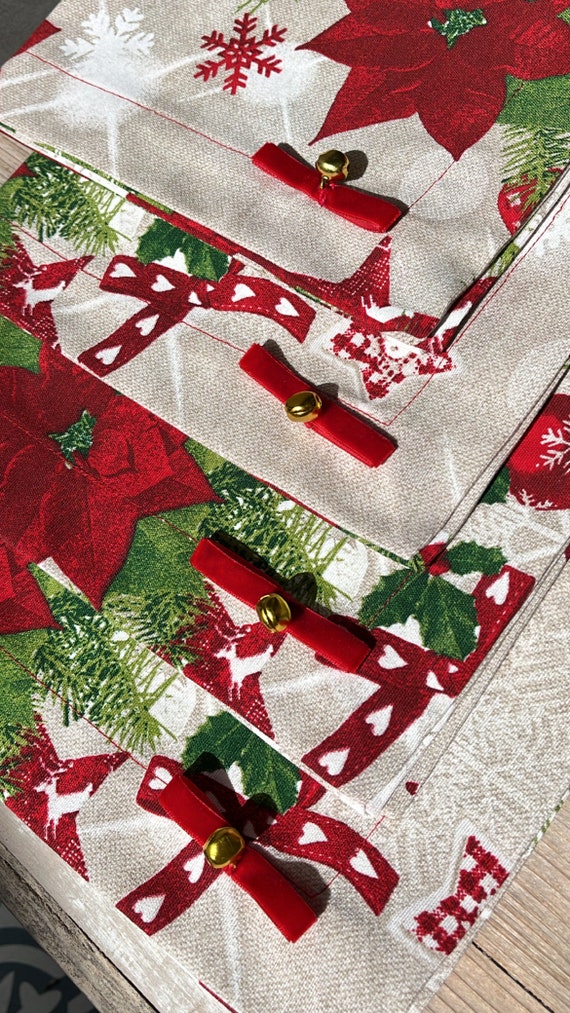 4 servilletas Navidad verdes set 4 servilletas tela 45x45 