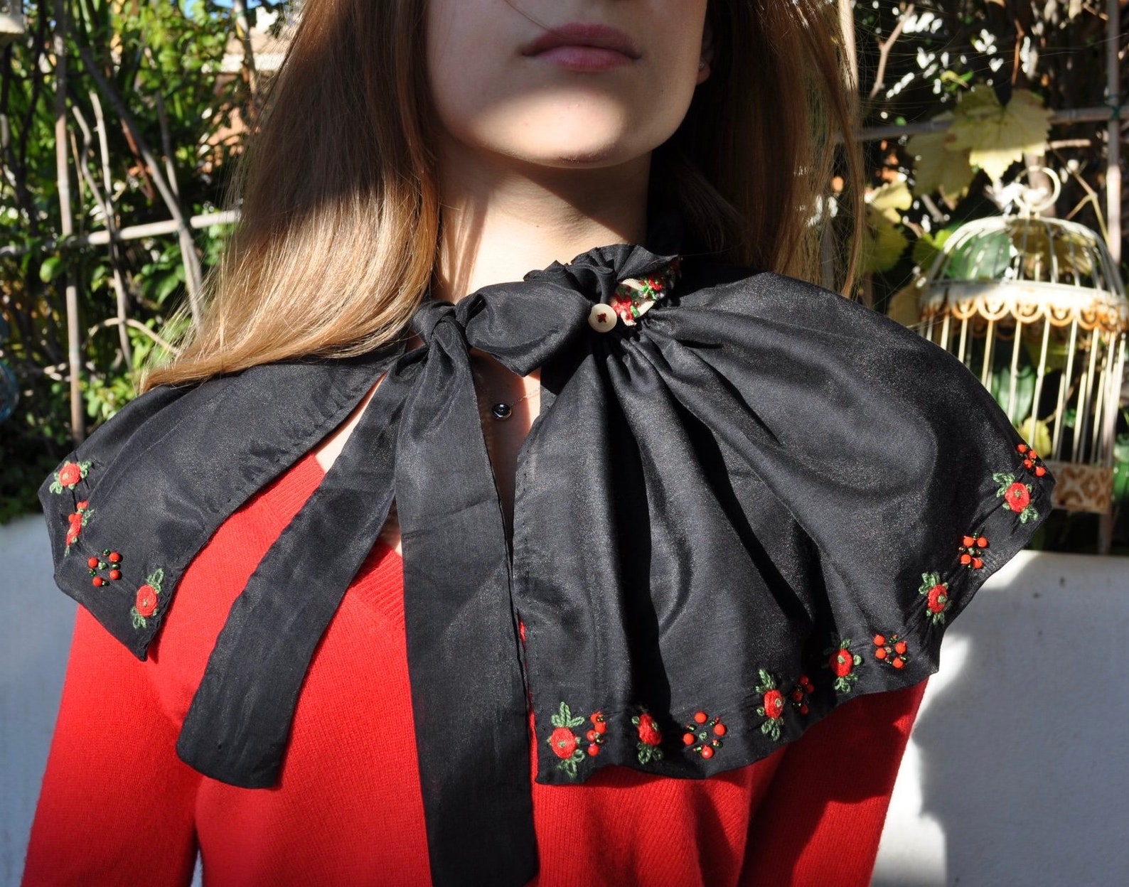 Extra Large Collar Detachable Collar Ruffle Black Collar - Etsy