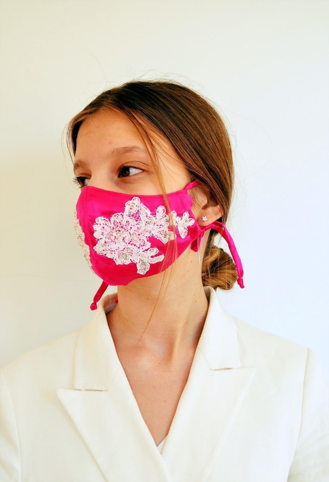 Embroidery Silk Mask Wedding Silky Mask Bridal Silk Mask Etsy