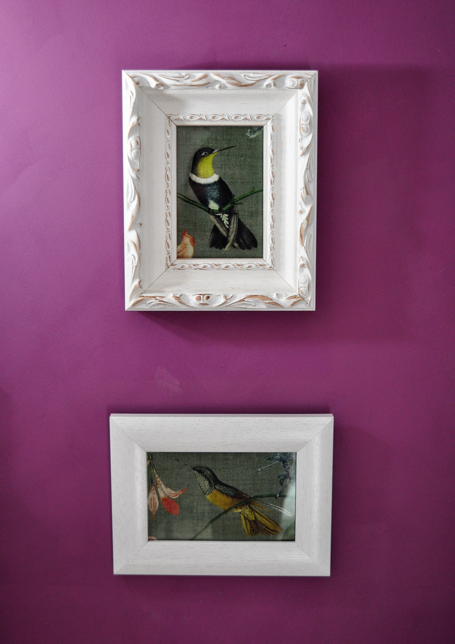 Fabric Bird Frame, Frame Green Bird, White Wooden Frame, Vintage Style ...