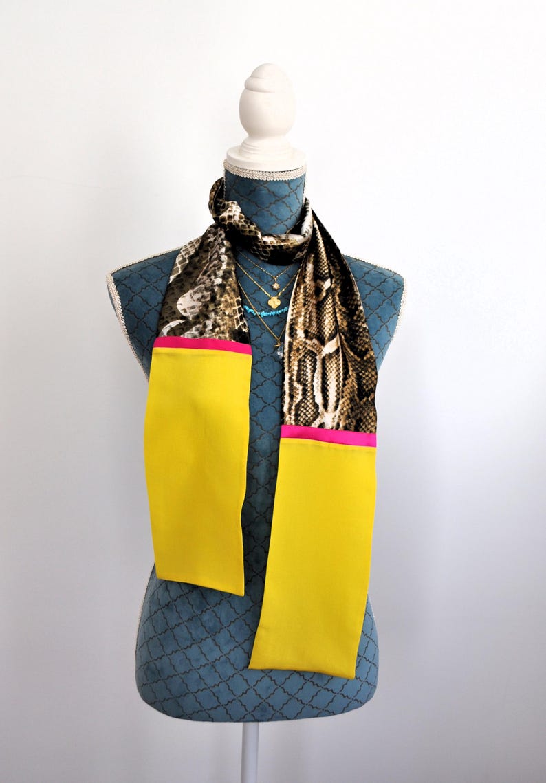Silk Snake Scarf - Magenta x Jade (Large) main image 1