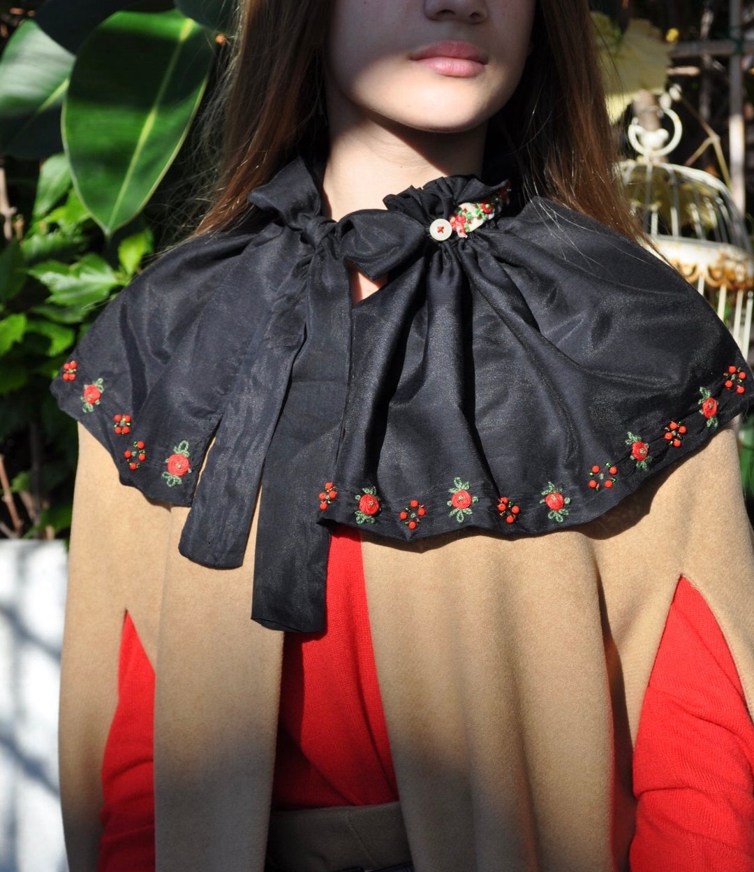 Extra Large Collar Detachable Collar Ruffle Black Collar Etsy