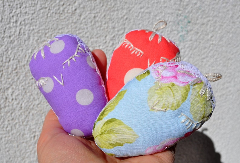 bunnies Easter gift Easter table decor set5 Provence Easter set 5 fabric eggs stuffed Easter eggs embroidered eggs set 5 Easter eggs