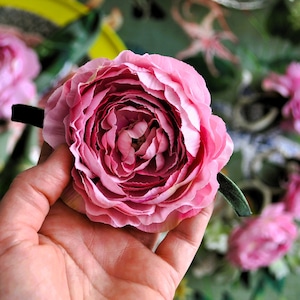 portatovaglioli di fiori artificiali, portatovaglioli di peonia rosa, set di 4 portatovaglioli di fiori, 4 grandi portatovaglioli di fiori