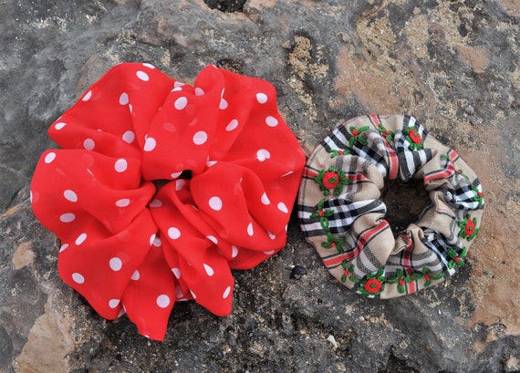 Seiden-Haargummi „Polka Dot“ – Rot-weiß, Extra Breit & Haarschonend