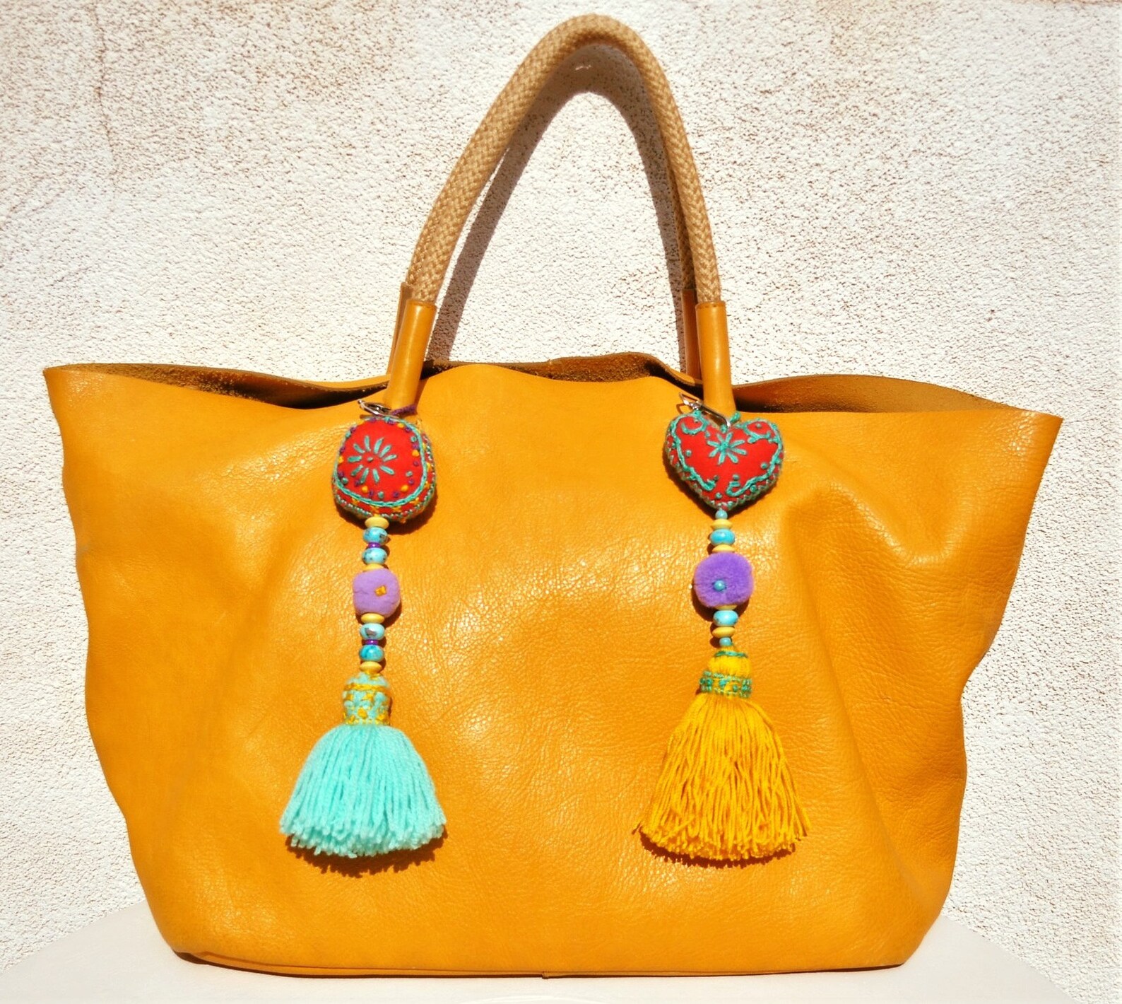 Beach Bag Tassel Hippie Bag Tassel Keychain Tassel Rainbow Etsy