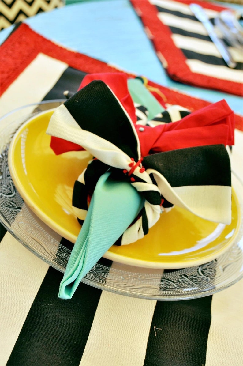 Striped Placemats Red Lace Placemat Cotton Placemats Dining Etsy