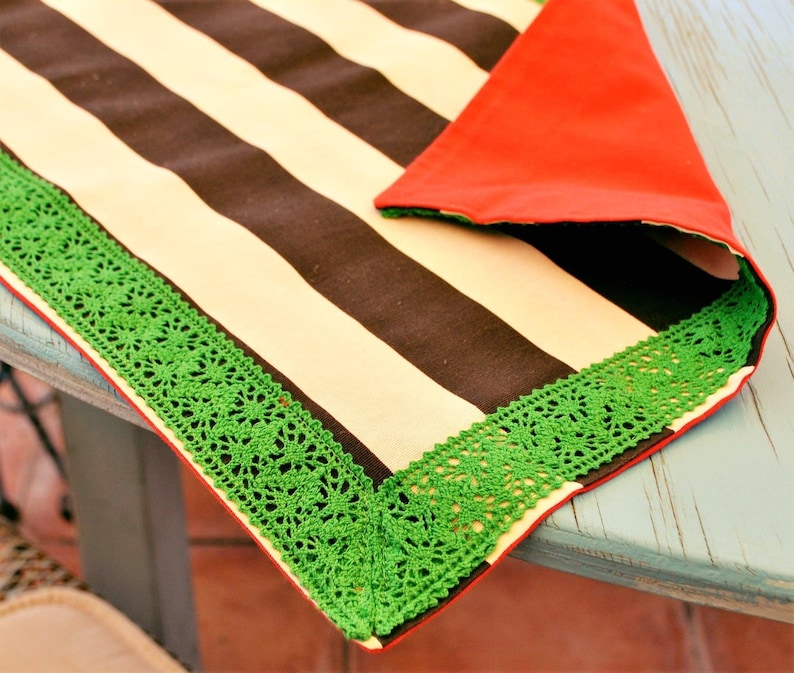 Striped Placemats Red Lace Placemat Cotton Placemats Dining Etsy