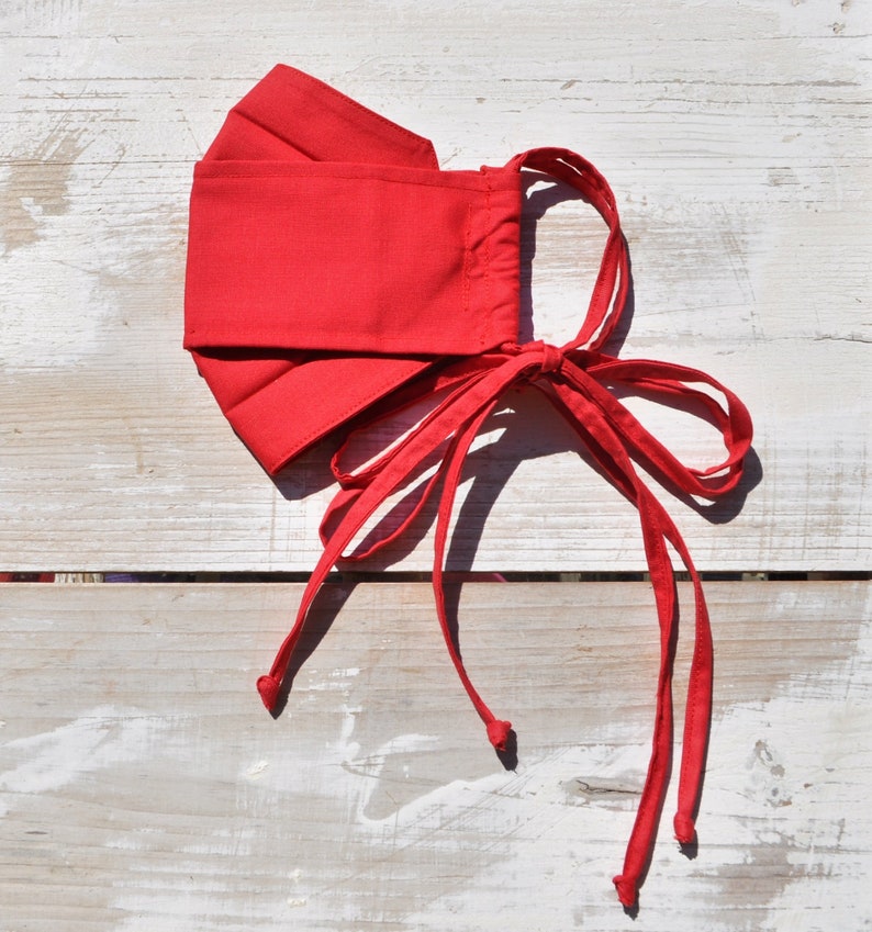 Designer Red Mask Mask With Ties Triple Layer Mask Etsy