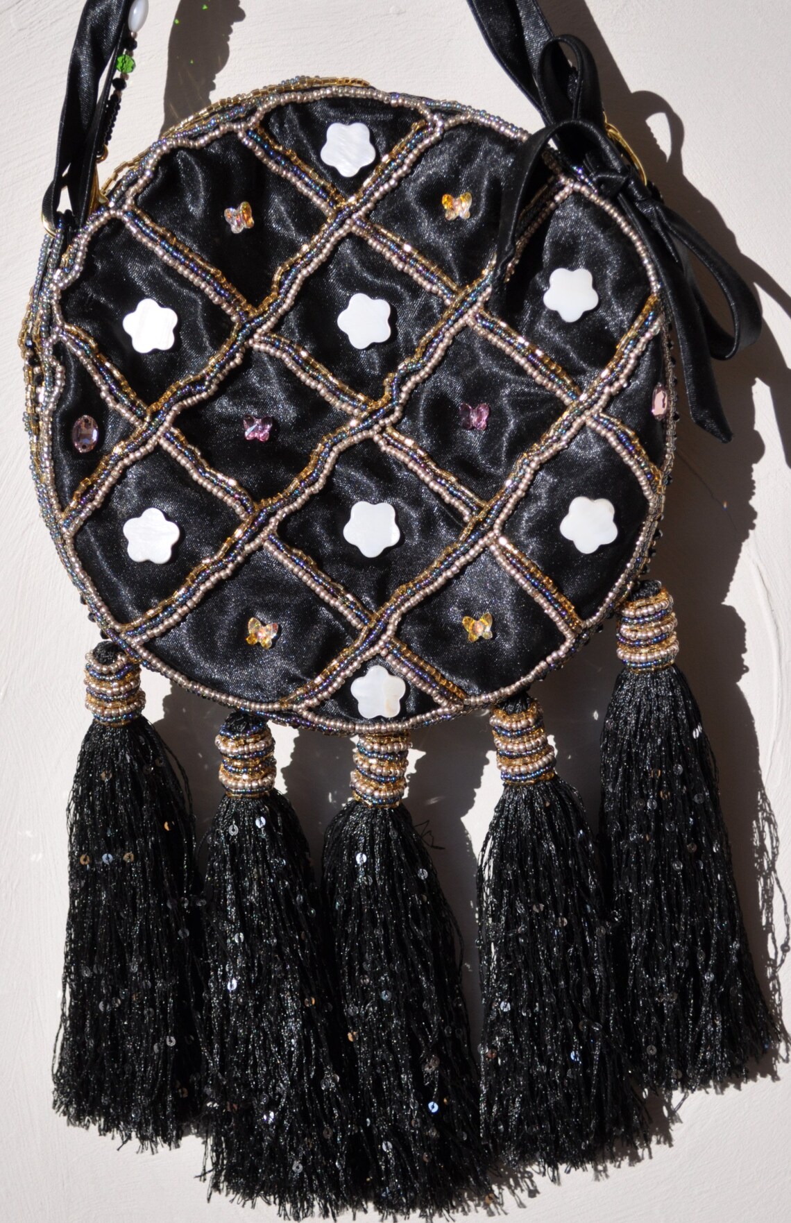 Jewel Round Clutch Embroidery Satin Bag Round Clutch Bag Etsy