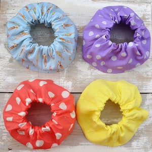 set 4 scrunchies, summer scrunchies, large scrunchies, colorful scrunchies, mom gift scrunchies, summers hair ties, dancers scrunchies