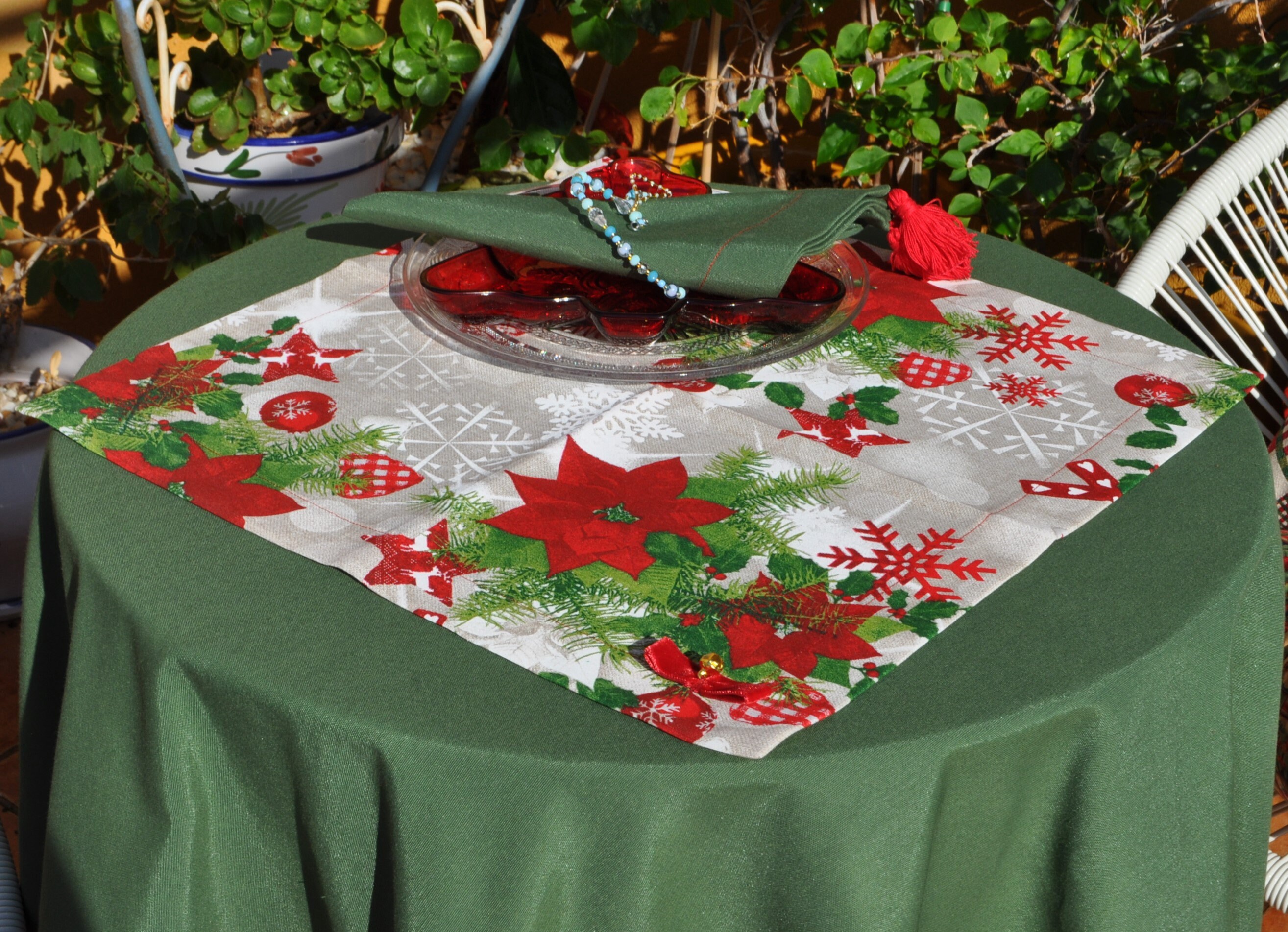 Kaket Tovaglioli Di Stoffa 100% Cotone Rossi 45x45 Cm, Set Da 4, Con Tessitura Floreale, Per Natale E Cene Eleganti - 4