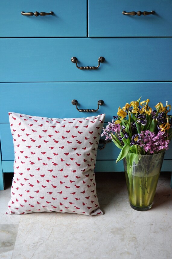 Birds Print Cushion Embroidery Cushions Beige Print Cushion Bird Print Pillows Housewarning Gift Wedding Gift Pillow Birds Xmas Pillow Etsy UK