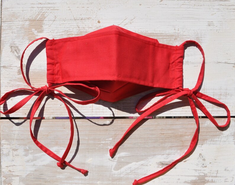 Designer Red Mask Mask With Ties Triple Layer Mask Etsy