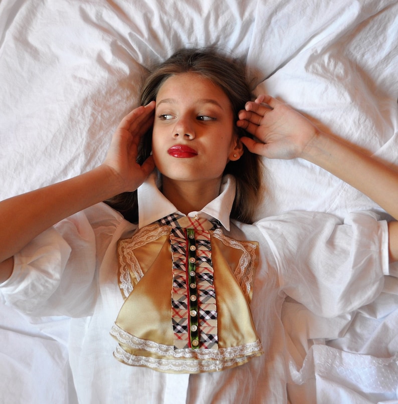 Silky Lace Jabot Lace Cold Jabot Two Pieces Jabot Silk Etsy