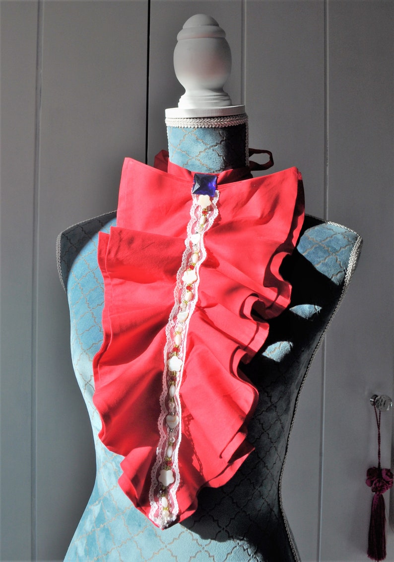 Necktie Ruffle Jabot Lace Necktie Jabot Coquillier Jabot Etsy