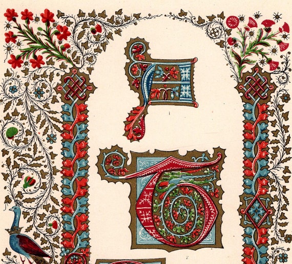 1860 Antique Decorative Arts Print Illuminating Art Nouveau Etsy