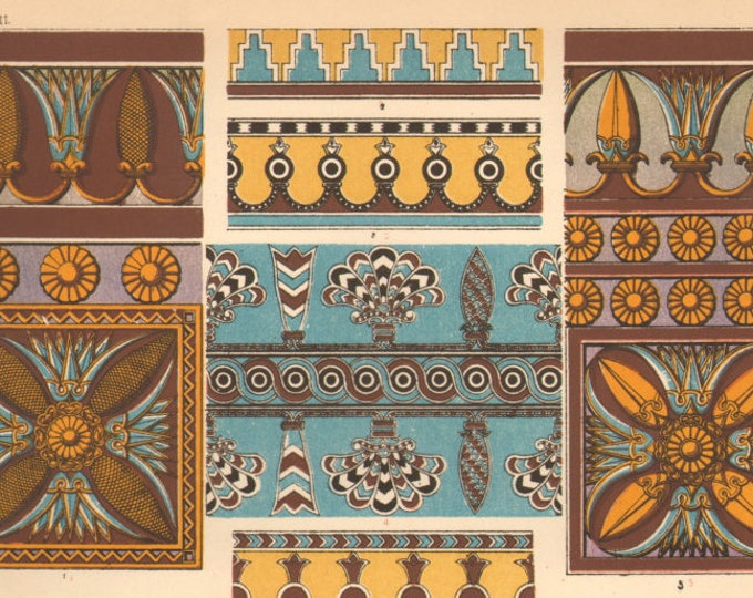 1868 Antique PERSIAN DECORATIVE ARTS Print Owen Jones Art Etsy