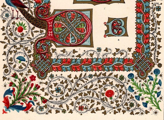 1860 Antique Decorative Arts Print Illuminating Art Nouveau Etsy