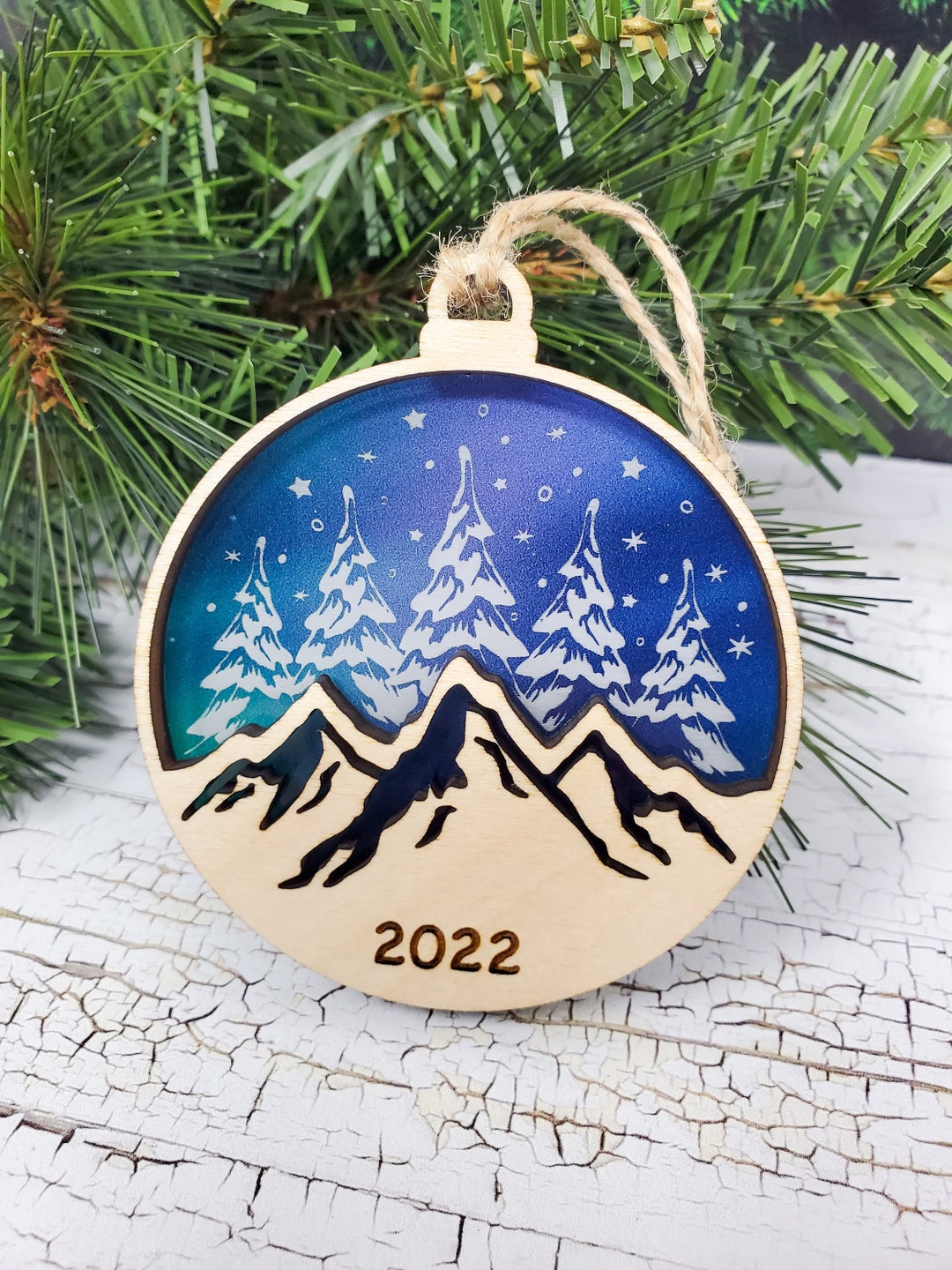 Mountain Ornament | Northern Lights Ornament | Sky Ornament | 2022 ...