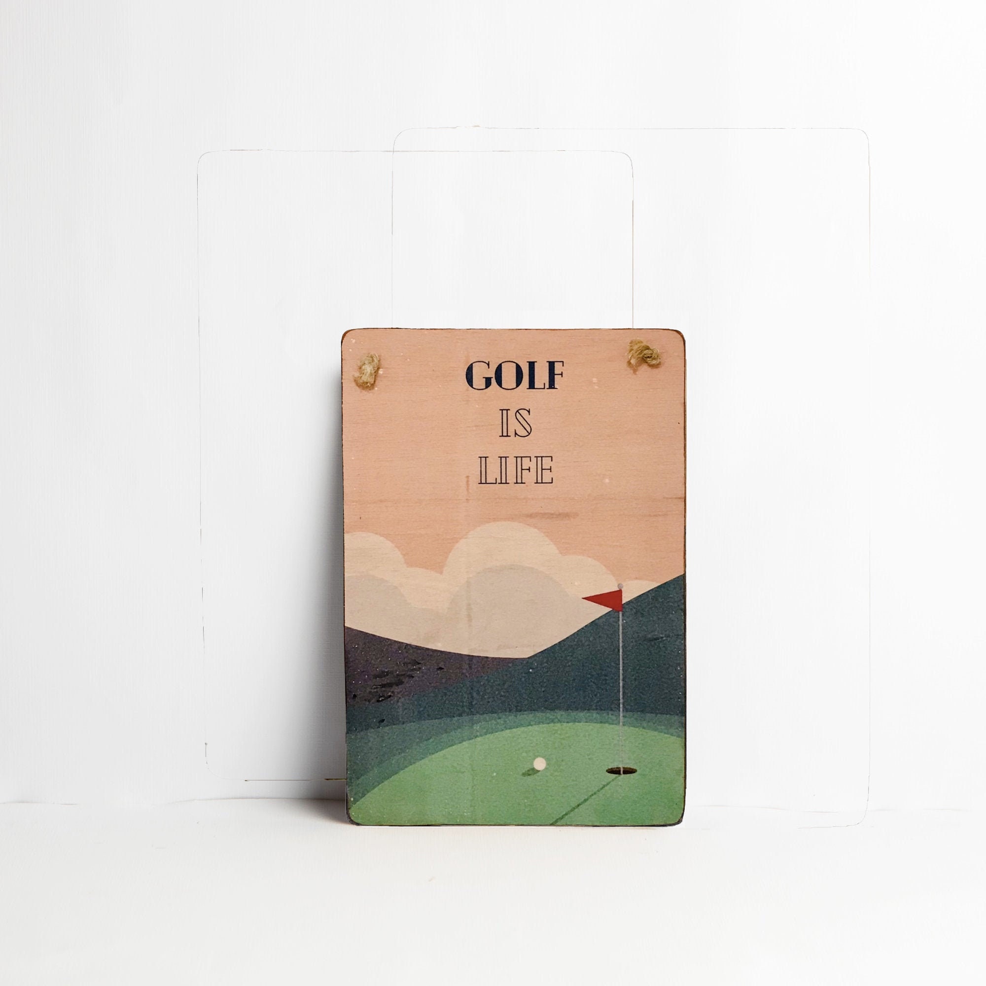 Golf Is Life - Impression/Transfert sur Bois Décoration Murale Vintage Illustration Rétro Sport Cade
