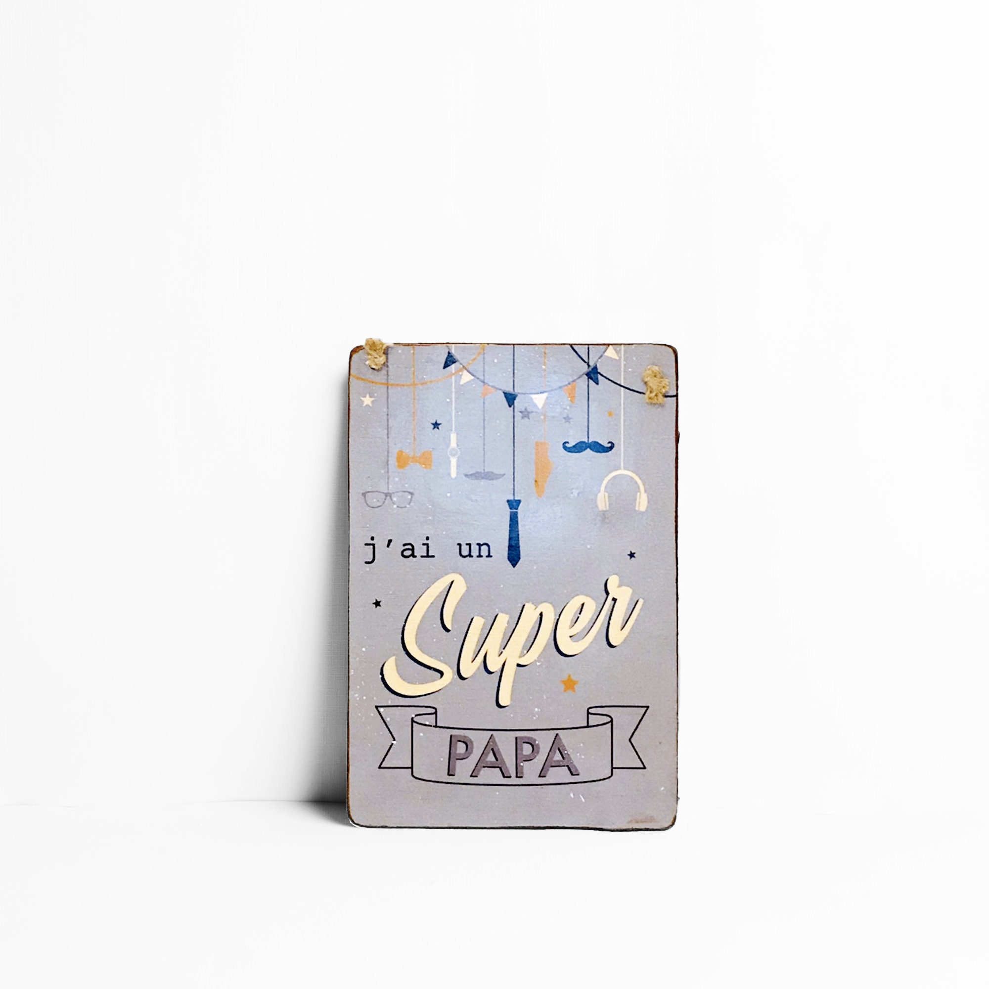 Super Papa - Impression sur Bois Transfert Illustration Enfant Décoration Murale Chambre Bébé Affich