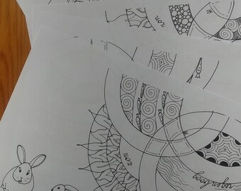 6 HAPPY COLORING PAGES in 1 PDF: original size A4, printable at any size