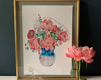 Personligt Giclée-tryck av korallpioner
