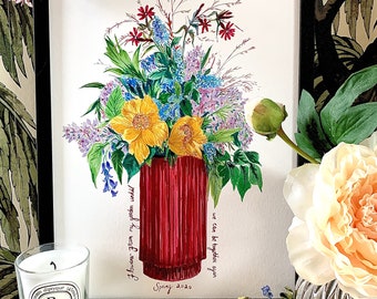 Personligt Giclée-tryck med blommor från min trädgård