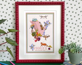 Personalised Letter 'V' Giclée Print