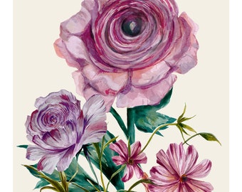 Blommornas språk Ranunkel Giclée-tryck