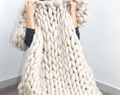 Chunky Blanket. Knitted blanket. Merino Wool Blanket. Knitted throw . Extra fine merino wool