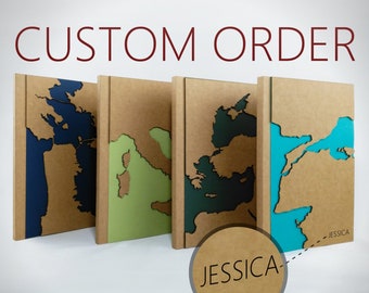 Custom Travel Journal, Personalized Notebook, Map Notebook, Travel Journal, Unique Gift, Custom Journal, Custom Notebook, Name Notebook, A5