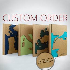 Custom Travel Journal, Personalized Notebook, Map Notebook, Travel Journal, Unique Gift, Custom Journal, Custom Notebook, Name Notebook, A5